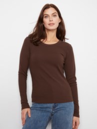 Charlie B Style C1448 Long Sleeve Top - Coffee