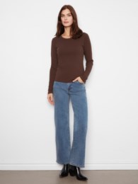 Charlie B Style C1448 Long Sleeve Top - Coffee