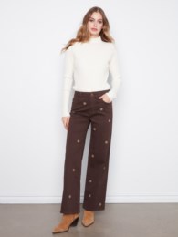 Charlie B Style C5630 Embroidered Wide Leg Pant