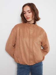 Charlie B Style C6428 Faux Suede Zip-Front Jacket