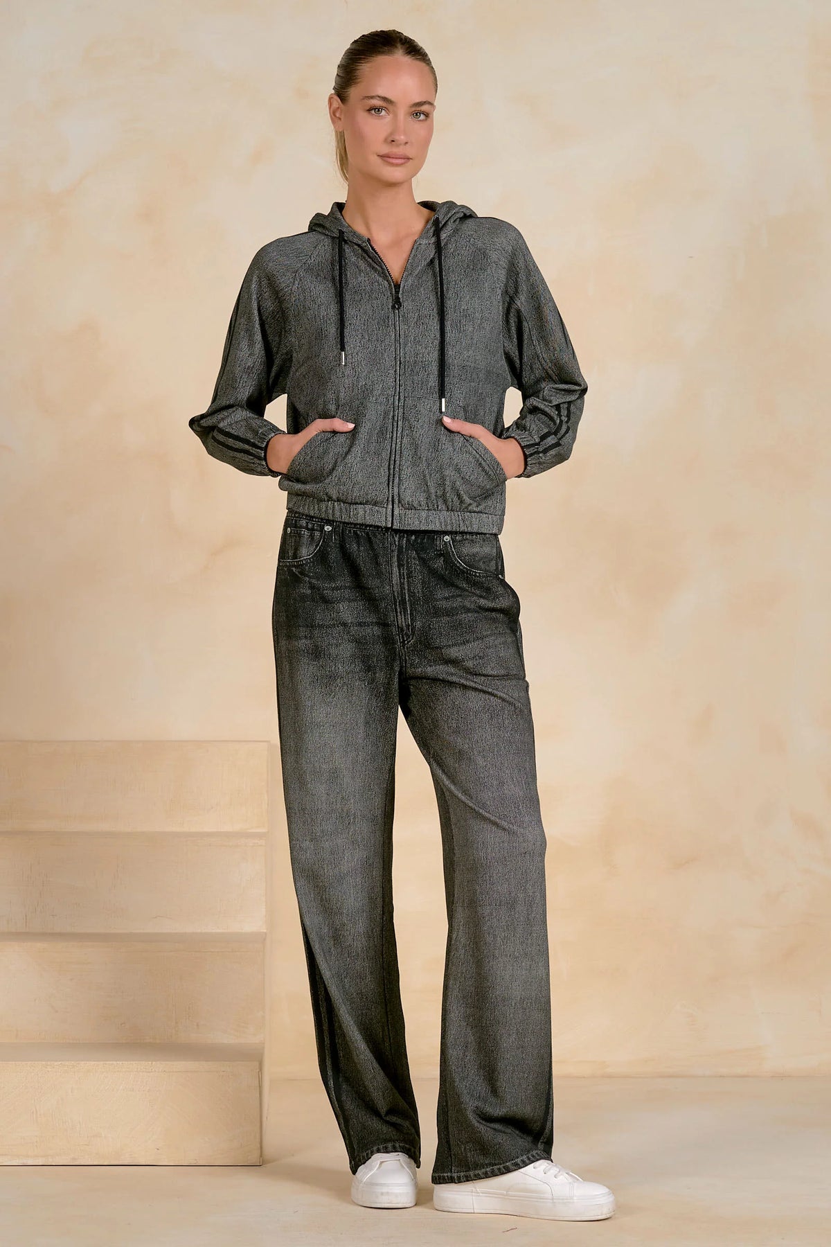 ELAN Style JF8320 Washed Denim Hoodie