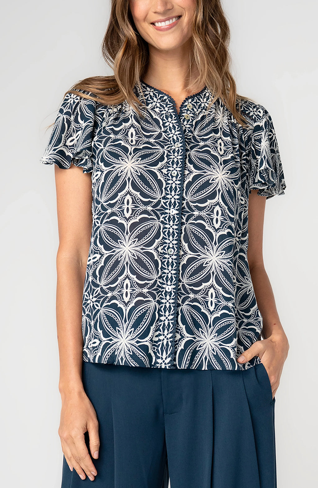 Liverpool Style LM8L32HC8P10 Petite Flutter Sleeve Blouse
