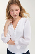 Liverpool Style LP8L90K99 Split Neck Knit-to-Woven Blouse