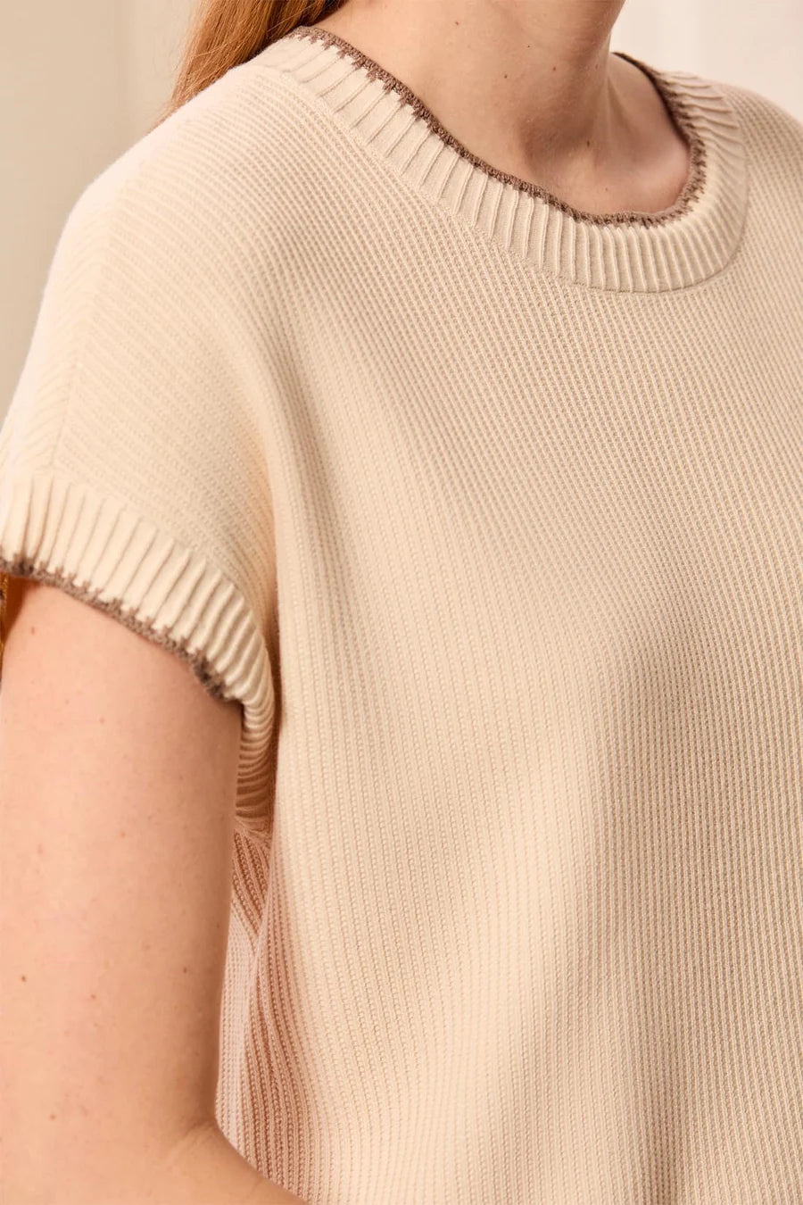Tribal Style 3203O Cap Sleeve Sweater - Moonstone