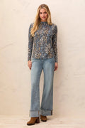 Tribal Style 6275O Funnel Neck Top - Satin Sky